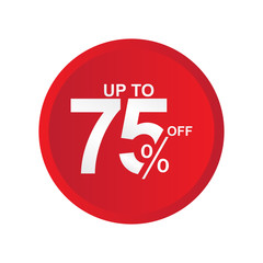 Discount Label up to 75% off Vector Template Design Illustration
