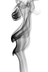 The smoke by paper burn with black color and white background.