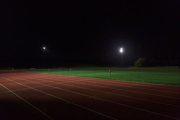 Dark sports track at night