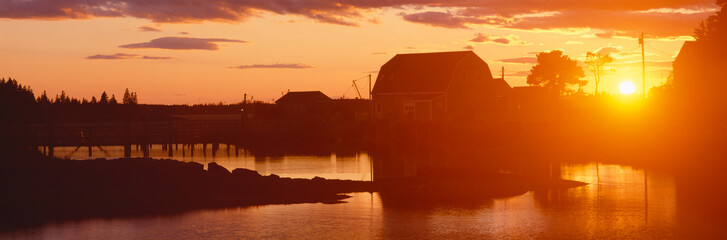 Red sunset at Lobster Village, Stonington, Maine