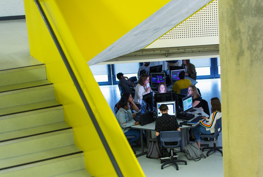 Junior high students at computers