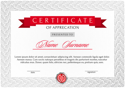 Luxury certificate in Royal, vintage style. Diploma template currency border with floral rectangular ornate frame. Award Fund gift certificate. Vector illustration