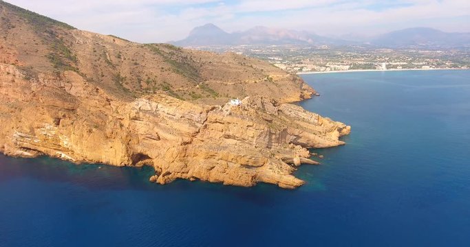 Aerial Drone Shot of Parc Natural de la Serra Gelada, Beautiful Coastline in Spain