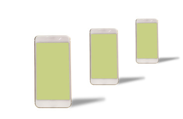 smartphone with blank screen isolated on white