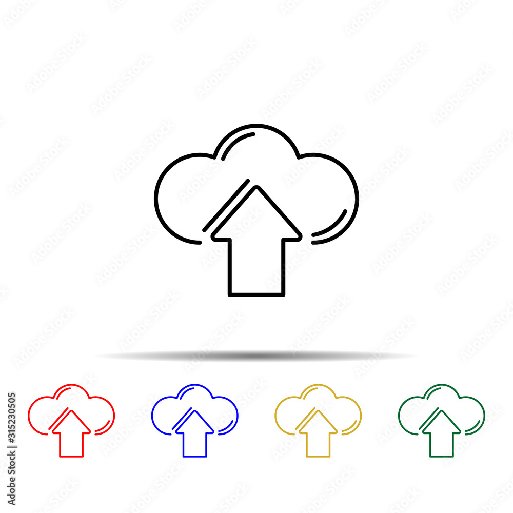 Poster cloud storage multi color style icon. simple thin line, outline vector of web icons for ui and ux, w
