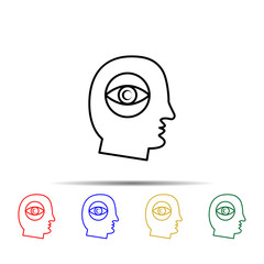 cognitive psychology multi color style icon. Simple thin line, outline vector of web icons for ui and ux, website or mobile application