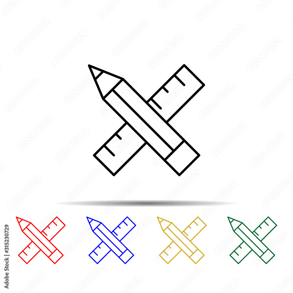 Poster design tools multi color style icon. simple thin line, outline vector of web icons for ui and ux, we