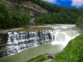 Lower falls at the Letchworth State Park, Upstate NY, USA