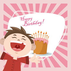 happy birthday celebration party funny boy with sweet cake