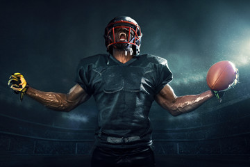 Muscular football player cheering
