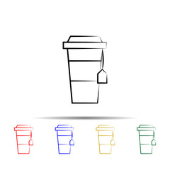 Bag, tea cup multi color style icon. Simple thin line, outline vector of tea icons for ui and ux, website or mobile application