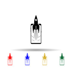 Smartphone, booster, rocket multi color style icon. Simple glyph, flat vector of mobile concept icons for ui and ux, website or mobile application