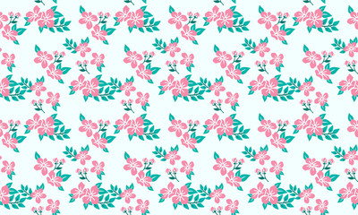 Valentine Flower pattern background, with simple of leaf and pink flower design.
