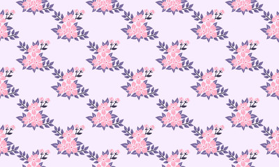 Seamless pink flower pattern background for valentine, with leaf and flower decor.