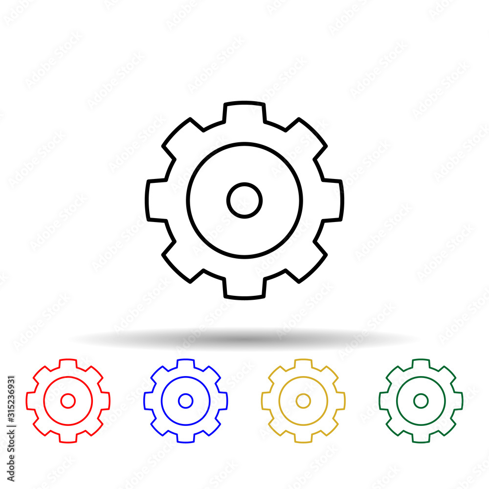 Poster gear multi color style icon. simple thin line, outline vector of web icons for ui and ux, website or
