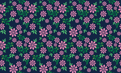 Fototapeta na wymiar Valentine Flower pattern background, with leaf and pink flower modern design.