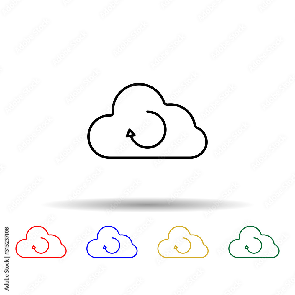 Poster cloud with a circular arrow multi color style icon. simple thin line, outline vector of web icons fo
