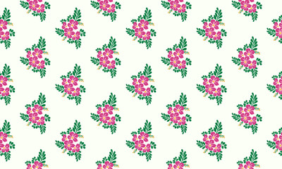 Pink flower pattern background for valentine, with simple leaf and flower decor.