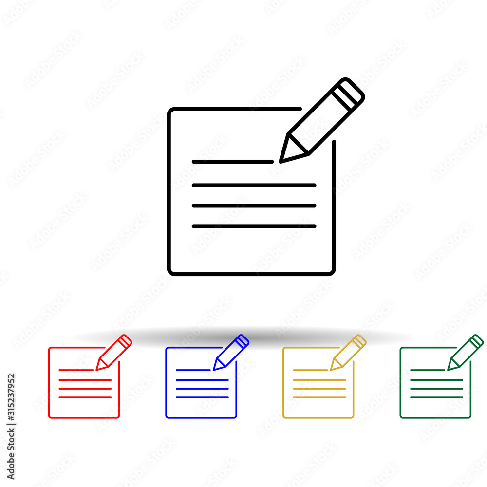 Poster pen writes on paper multi color style icon. simple thin line, outline vector of web icons for ui and