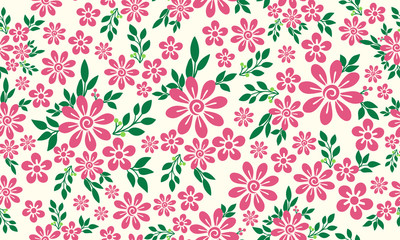 Romantic valentine pink floral pattern background, with elegant leaf and flower design.
