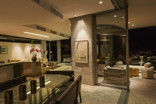 Illuminated Modern Luxury Home Showcase Interior