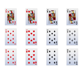 Jack, ten and nine of all suits cards icon