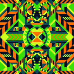 Modern Geometric Pop Art Colorful Tribal Traditional Seamless Pattern Vector Background