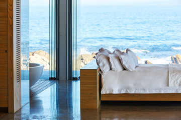 Modern luxury home showcase bed with ocean view