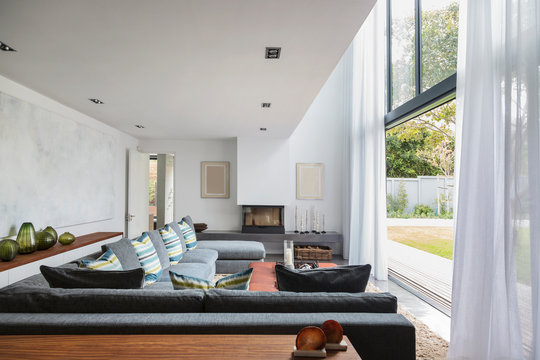 Home showcase interior living room open to garden