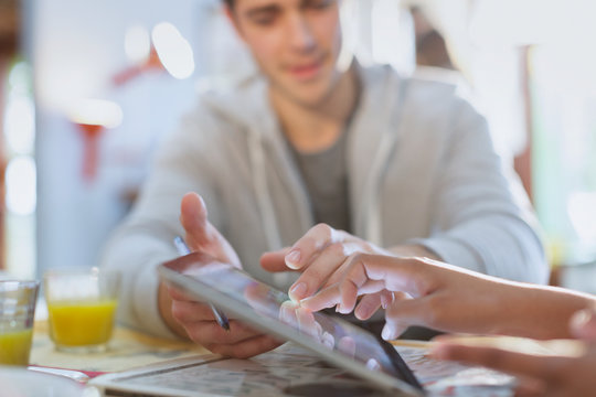 Young man touching using digital tablet