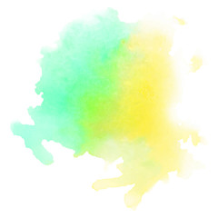Green- yellow watercolour background, great design for any purposes. Vector watercolour. Paint stain. Abstract ink background. Vector grunge brush. Color background. Decoration element.