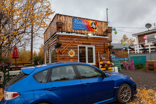 Inuvik, Northwest Territories, Canada; 9-10-18; Photo of Alestine's Restaurantin Inuvik in the fall