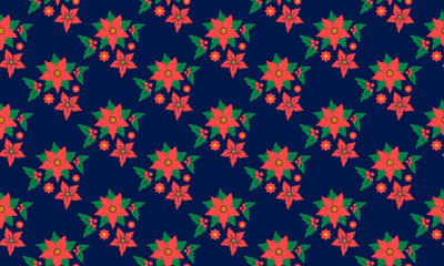 Fototapeta na wymiar Seamless Christmas flower pattern background, with leaf flower design.