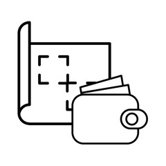 wallet money with paper document icon