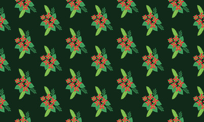Cute and unique Christmas red flower with leaf and floral pattern art.