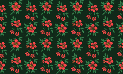 Cute and unique Christmas red flower with leaf and floral pattern art.
