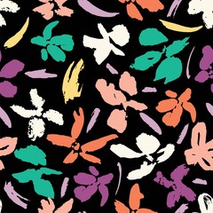 Abstract artistic loose watercolor floral vector seamless pattern 