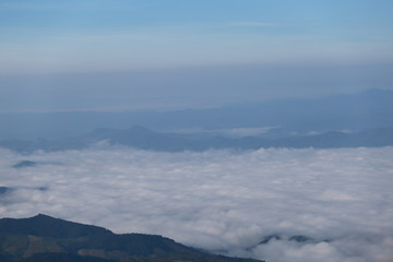 clouds and aerial view of the mountains