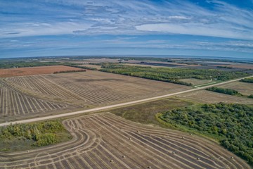 Aerial View of rural Manitoba Farmland north of Winnipeg