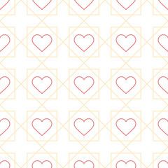 Outline Heart seamless pattern vector illustration with creative shape in geometric style. Love background design. Holiday illustration.