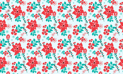Style elegant Christmas floral pattern background, with beautiful red flower.
