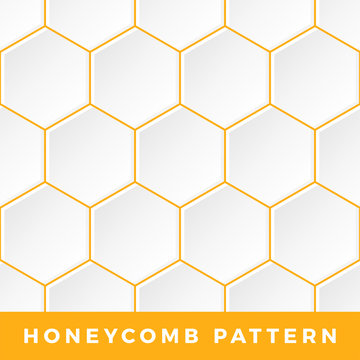 White Honeycomb vector seamless pattern. Vector natural honey background.