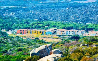 Landscape with Rocky coast of Capo Testa in Santa Teresa Gallura at the Mediterranean Sea on...