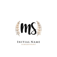 MS  Initial handwriting logo vector