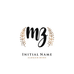  MZ Initial handwriting logo vector