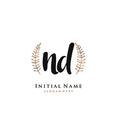  ND Initial handwriting logo vector