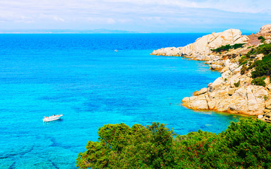 Landscape with Rocky coast of Capo Testa in Santa Teresa Gallura at the Mediterranean Sea on...