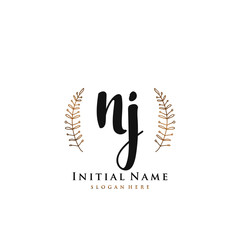 NJ  Initial handwriting logo vector