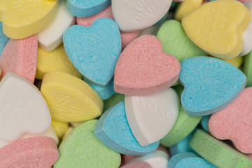 Close up of heart candy valentine's day love concept background