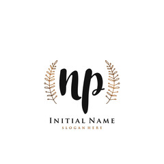 NP  Initial handwriting logo vector